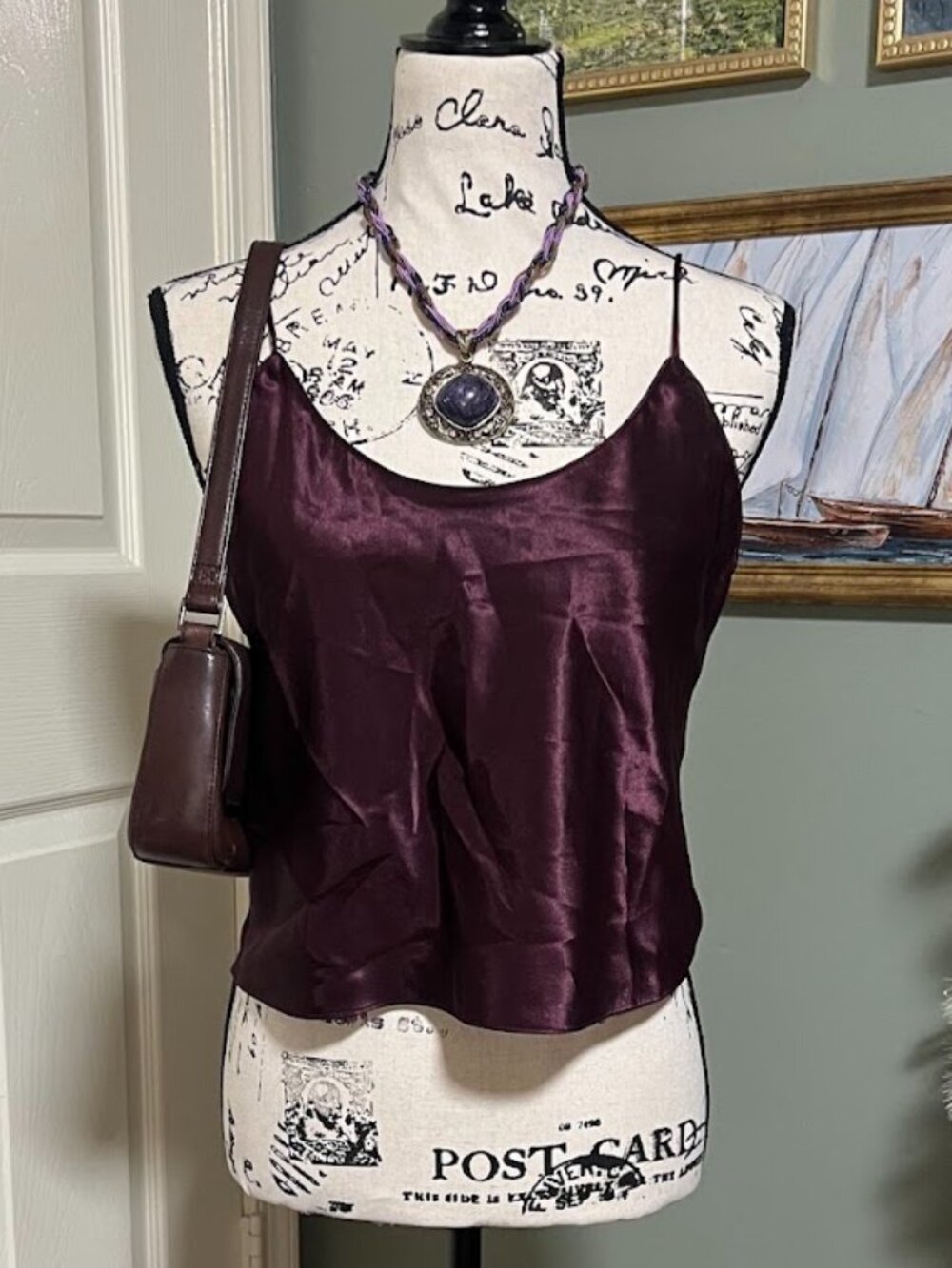 Vintage Eggplant Purple SZ 10 Crop Top Whimsigoth 90s Fairy Grunge Y2K